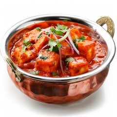 Wall Mural - Aromatic paneer tikka masala in a copper bowl, garnished with fresh cilantro