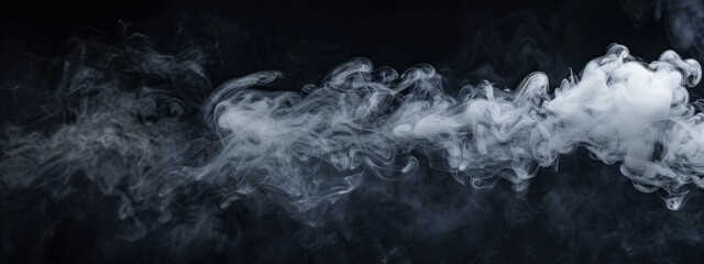 A long white cloud of smoke is billowing out of a pipe. The smoke is thick and dense, creating a sense of heaviness and darkness. The image evokes a feeling of mystery and danger