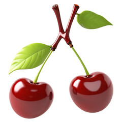 Poster - Red cherry, isolated on transparent background cutout