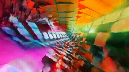 Poster - 3d rendering of colorful glowing cubes with reflective surfaces