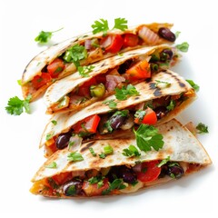 Wall Mural - A stack of veggie quesadillas with black beans and tomatoes