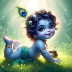 Poster - Lord Krishna crawling