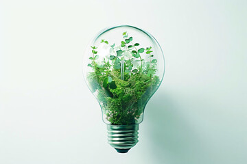 Canvas Print - Green Light Bulb with Plants.