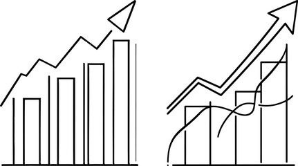 Poster - Icon of a growing graph in a continuous line drawing style. Modern illustration.