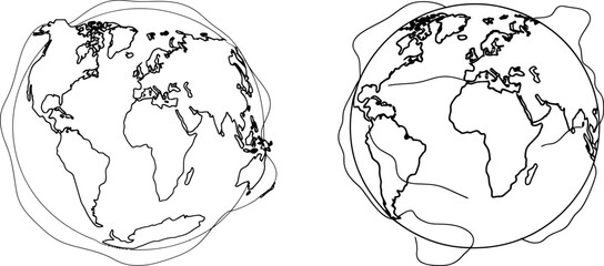 Poster - World of one line style. Simple minimalism continuous with the earth's modern features