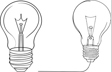 Fototapete - Drawing of an electric light bulb with continuous lines