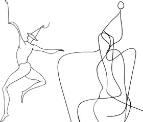 Canvas Print - One line popper with ribbons and confetti. Continuous line popper party.