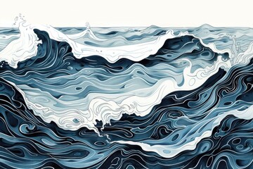 Poster - a close-up view of a wave in the ocean, painted with vibrant colors