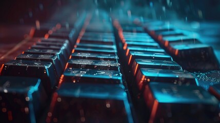 Poster - A close-up shot of a computer keyboard with water droplets on the keys
