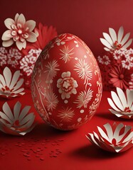 Sticker - easter egg with flowers