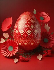 Sticker - easter egg with flowers