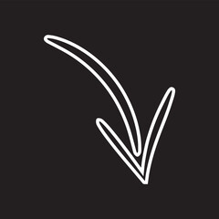 Poster - Curved arrow icon vector. Arrow pointer icon sign symbol vector. Arrow down vector icon illustration isolated on black background