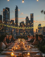 Wall Mural - a group of people sitting around a dinner table