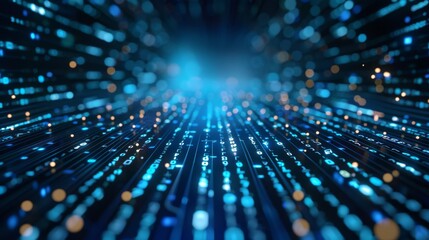 Poster - Abstract tech background with blue and orange dots, in a futuristic theme, giving a vibrant and modern feel