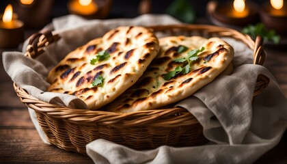 Wall Mural - Delicious Roghni Naan in Basket
