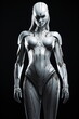 © overrust - cyberwoman in a high-tech suit on a black background