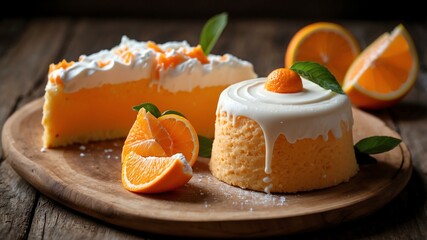 Wall Mural - an image of a single perfectly frosted orange creamsic background