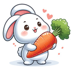 Canvas Print - A rabbit holding a carrot Adobe Illustrator Artwork