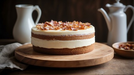 Wall Mural - an image of a single perfectly frosted maple bacon cak background