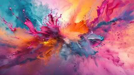 Aufkleber - Exploding colors with abstract background symbolizing creative ideas and innovation. Vibrant representation of creativity and inspiration.