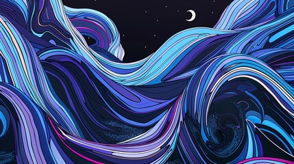 Wall Mural - Abstract Wavy Night Sky