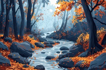 Wall Mural - Serene Autumn Stream