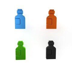 Poster - Colorful Bottle of medicine syrup icon isolated on white background. Minimalism concept. 3D render illustration