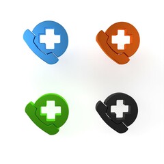 Poster - Colorful Emergency phone call to hospital icon isolated on white background. Minimalism concept. 3D render illustration