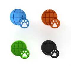 Poster - Colorful World pet icon isolated on white background. Minimalism concept. 3D render illustration