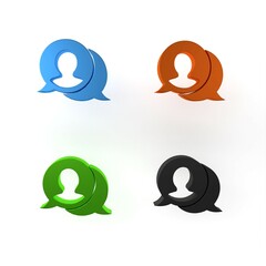 Poster - Colorful Speech bubble chat icon isolated on white background. Message icon. Communication or comment chat symbol. Minimalism concept. 3D render illustration