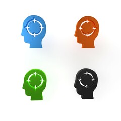 Poster - Colorful Head hunting icon isolated on white background. Business target or Employment sign. Human resource and recruitment for business. Minimalism concept. 3D render illustration