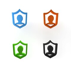 Poster - Colorful User protection icon isolated on white background. Secure user login, password protected, personal data protection, authentication. Minimalism concept. 3D render illustration