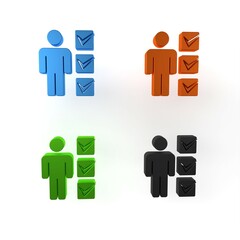 Poster - Colorful User of man in business suit icon isolated on white background. Business avatar symbol user profile icon. Male user sign. Minimalism concept. 3D render illustration