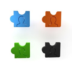 Poster - Colorful Head hunting icon isolated on white background. Business target or Employment sign. Human resource and recruitment for business. Minimalism concept. 3D render illustration