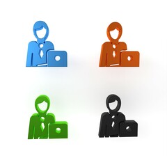 Poster - Colorful Businessman icon isolated on white background. Business avatar symbol user profile icon. Male user sign. Minimalism concept. 3D render illustration