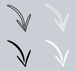 Poster - Set of Curved arrow icon. Arrow pointer icon sign symbol in trendy flat style. Arrow down vector icon illustration isolated on gray background