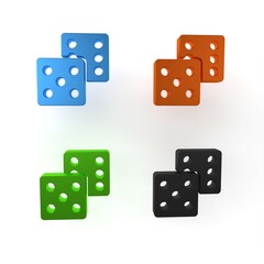 Canvas Print - Colorful Game dice icon isolated on white background. Casino gambling. Minimalism concept. 3D render illustration