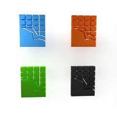 Poster - Colorful Chocolate bar icon isolated on white background. Minimalism concept. 3D render illustration