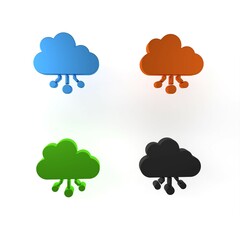 Poster - colorful cryptocurrency cloud mining icon isolated on white background. blockchain technology, bitco