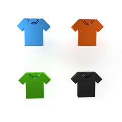 Wall Mural - Colorful T-shirt icon isolated on white background. Minimalism concept. 3D render illustration