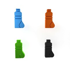 Wall Mural - Colorful Fitness shaker icon isolated on white background. Sports shaker bottle with lid for water and protein cocktails. Minimalism concept. 3D render illustration