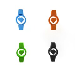 Poster - Colorful Smartwatch icon isolated on white background. Minimalism concept. 3D render illustration
