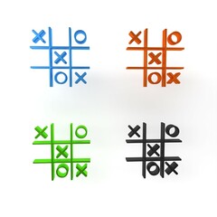 Wall Mural - Colorful Tic tac toe game icon isolated on white background. Minimalism concept. 3D render illustration