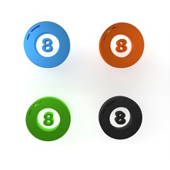 Sticker - Colorful Billiard pool snooker ball icon isolated on white background. Minimalism concept. 3D render illustration