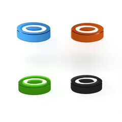 Sticker - Colorful Checker game chips icon isolated on white background. Minimalism concept. 3D render illustration