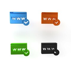 Poster - Colorful Website template icon isolated on white background. Internet communication protocol. Minimalism concept. 3D render illustration
