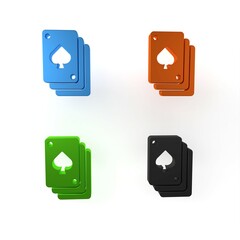 Sticker - Colorful Playing cards icon isolated on white background. Casino gambling. Minimalism concept. 3D render illustration