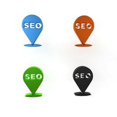 Poster - Colorful SEO optimization icon isolated on white background. Minimalism concept. 3D render illustration