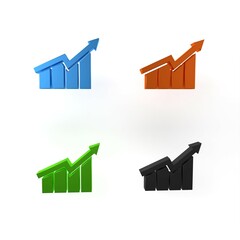 Poster - Colorful Financial growth increase icon isolated on white background. Increasing revenue. Minimalism concept. 3D render illustration