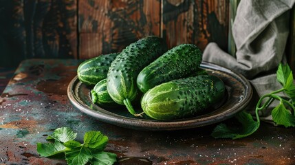 Canvas Print - cucumbers in a bowl